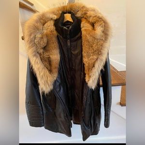 Manteau Rudsak Adelyna Médium cuir et fourrure